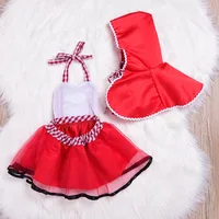 Robe Tutu + Cape pour nouveau-né fille, tenue du petit chaperon rouge, accessoire Photo de Cosplay, robes de fête, vêtements pour bébé 4