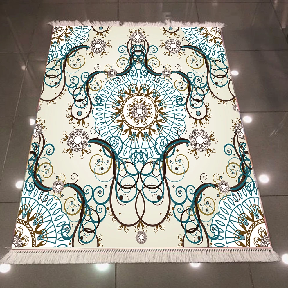 Серый синий Аутентичные турецкие традиционные геометрические 3d противоскользящее микроволокно обратно моющиеся декоративные килим области ковер