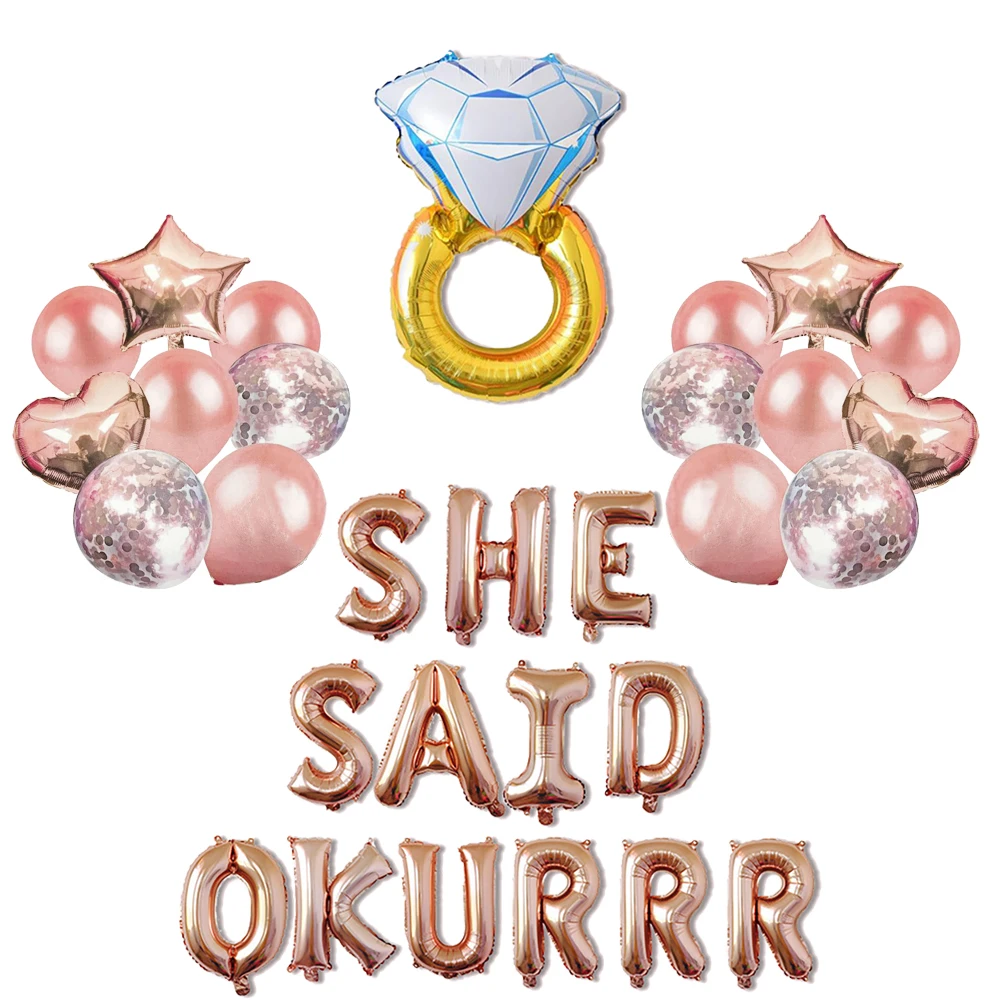 Свадебный Декор globe awards She Said OK Ask Hand День рождения Свадебная вечеринка с кольцом