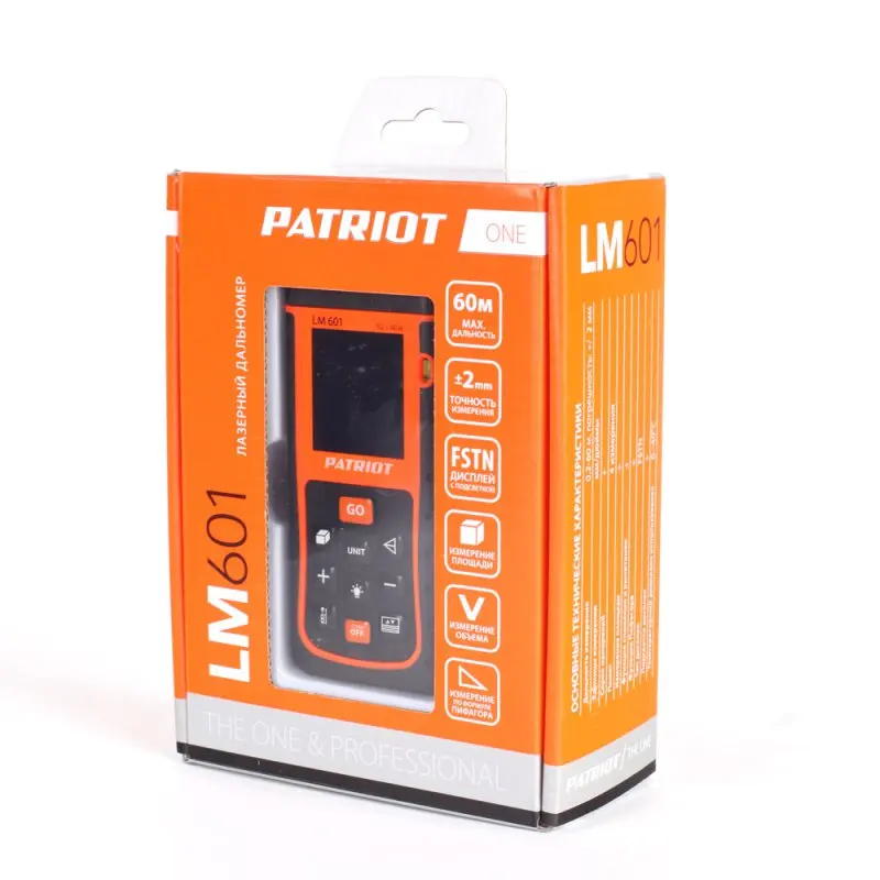 Дальномер лазерный PATRIOT LM601 (Дальность измерений 60м., класс лазера II, класс защиты IP54)
