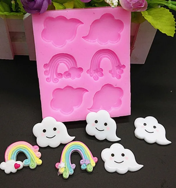 3D Цвет облако силиконовые формы ребенок день рождения украшение торта мастикой инструмент шоколадные конфеты плесень F1503 - Цвет: 1087