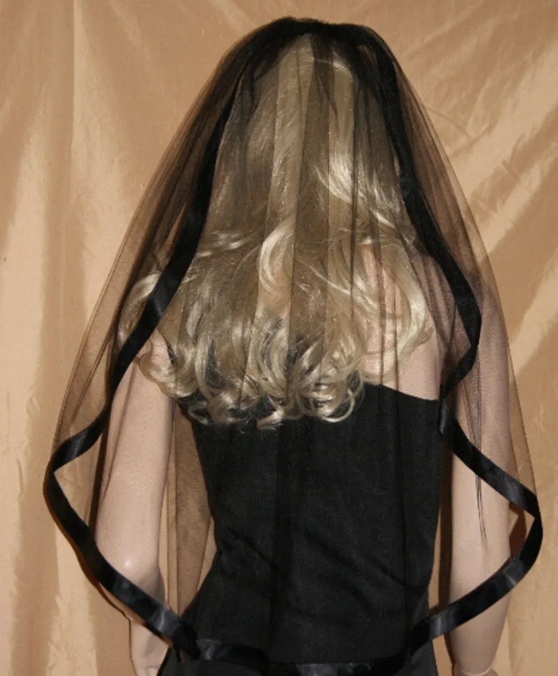 black veils Tulle Ribbon Edge One Layer Wedding Veil Bride Bridal Veils 2018in Bridal Veils