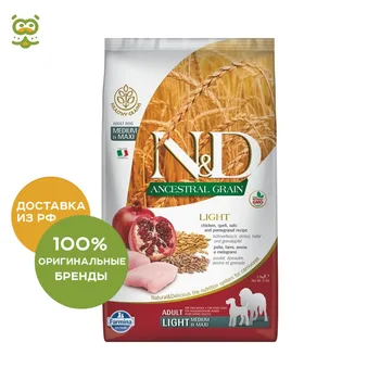 

N&D Low Grain Dog Chicken & Pomegranate Light Maxi/Medium корм для собак, Цыпленок и гранат, 12 кг.
