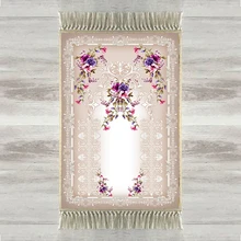 Серый Пол фиолетовые цветы Роза 3d турецкий исламский мусульманский молитвенные коврики с кисточками Противоскользящий современный молитвенный коврик Рамадан Eid подарки