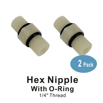 

Plastic Nylon Hex Nipple 1/4" Fitting Connection for Water Filters and RO Systems - 2 PACK