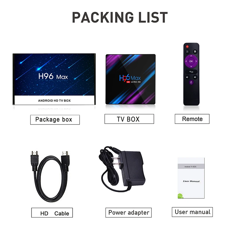 H96 ماكس مربع التلفزيون الذكية الروبوت 9.0 4 GB Ram 32 GB/64 GB Rom Rockchip RK3318 4 K USB3.0 H.265 جوجل اللعب IP التلفزيون تعيين كبار مربع PK tx3 البسيطة