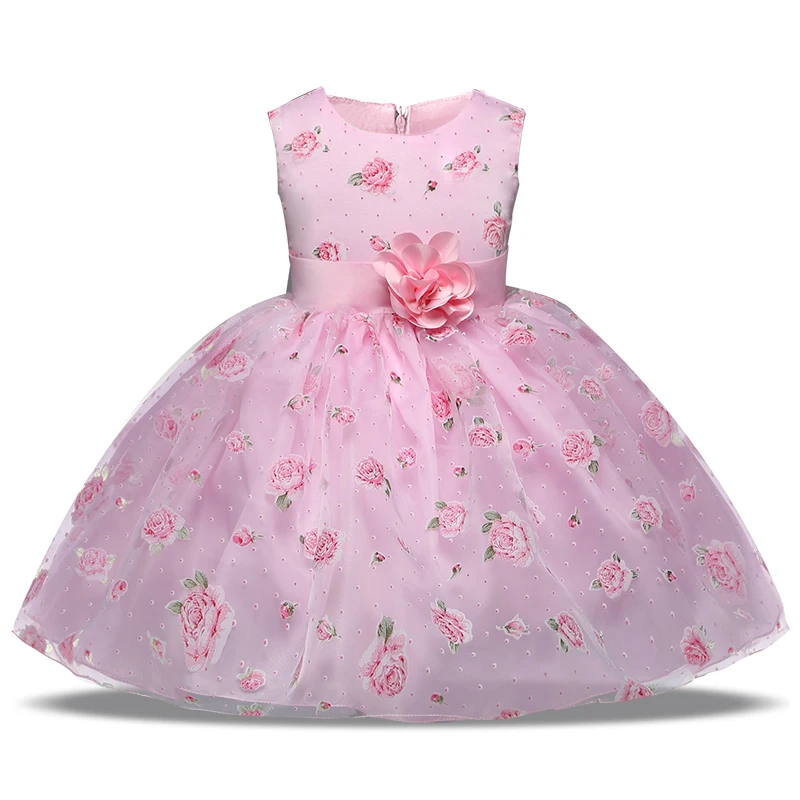 

Pink Flower Dress In Sashes Pageant Wedding Bridal Communion Dresses Children Bridesmaid Toddler Elegant Costume for 3-10 Yrs