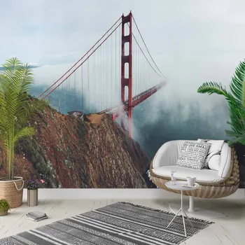 

Else Mountain Sky Red Bridges Jungle Floral 3d Photo Cleanable Fabric Mural Home Decor living Room Bedroom Background Wallpaper