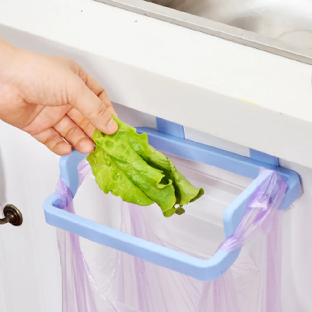 1pc Cupboard Door Back Trash Rack Storage Garbage Bag Holder Hanging
