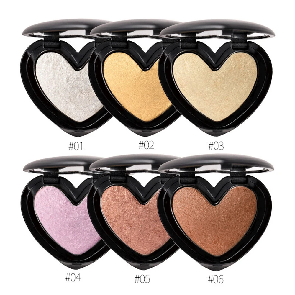 

New Arrival Facial Makeup Foundation Powder Love Shape Eye Shadow Hightlighter Brighten Face Powder Make up With the Mirror