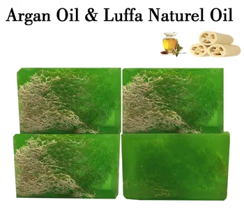 

Natural ARGAN Oil Soap with LUFFA Massage Effect Moisturizing PH Value Skin Rich Vitamin ACDB Strong Antioxidan Anti-Aging 4 pcs