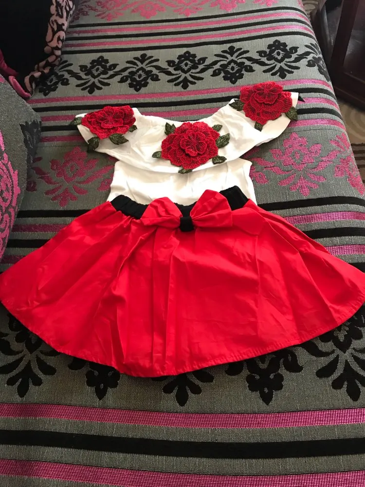 Baby Girls Sleeveless Off Shoulder Embroidery Tops+Skirts Outfits