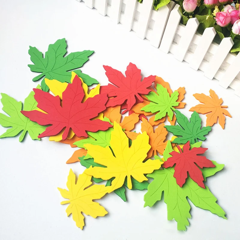 10pcs/pack Three-dimensional EAV Carving Maple Leaf Wall Sticker Home Kid Room DIY Decoration Kindergarten School Decor 8*8.5cm