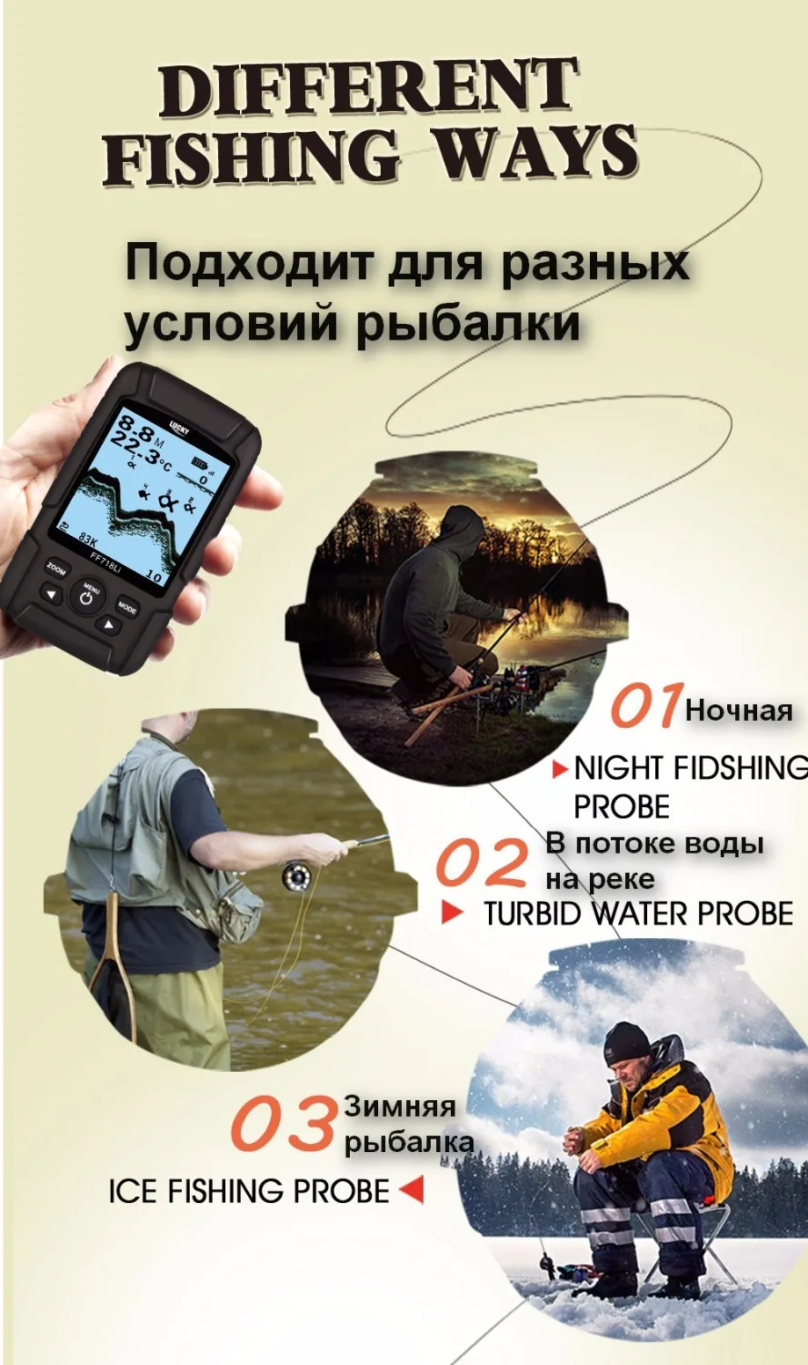 LUCKY FF718LiD T Эхолот для рыбалки эхолот fish finder sonar for fishing эхолоты fishfinder беспроводной
