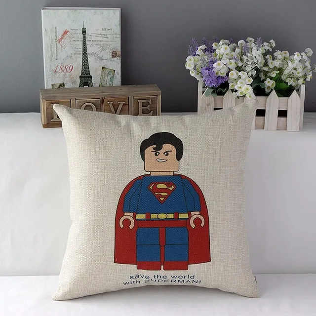 Декоративные подушки Superman Spiderman Batman, робот Ironman, хлопок из льна для стула, наволочки для дивана - Цвет: as picture