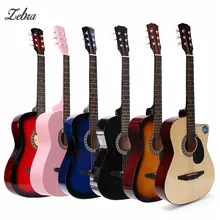 Zebra 38 Inch Wooden Folk Guitarra Acoustic Electric Bass Guitar 6 Strings Ukulele with Case Bag for Musical Instrument Lover