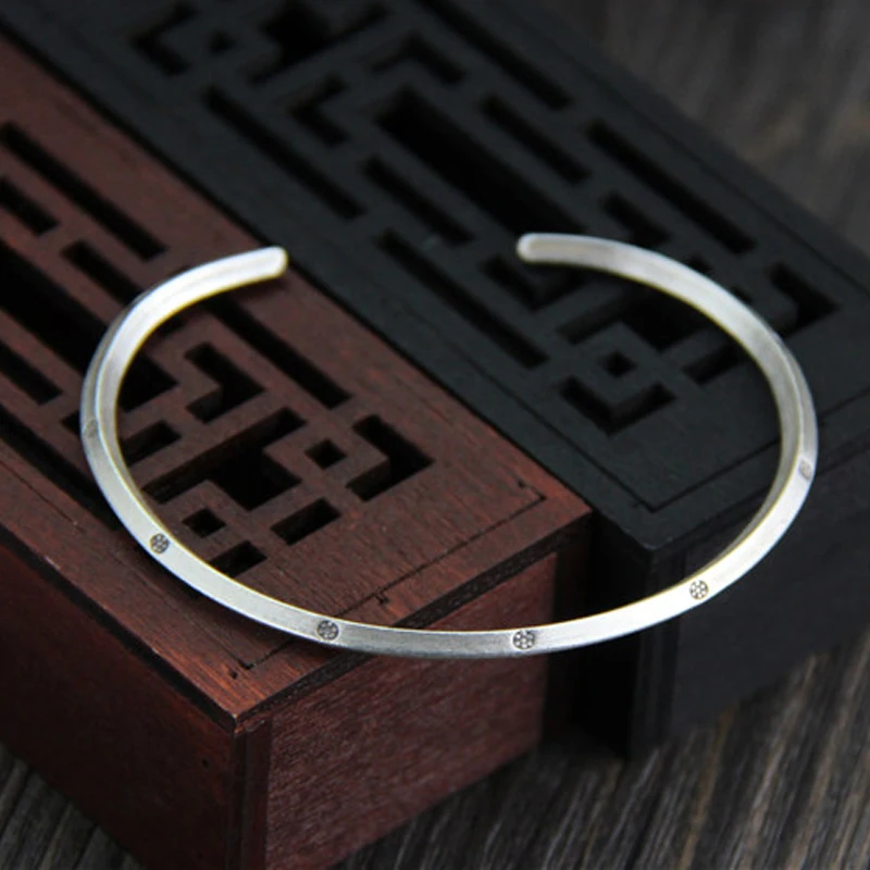 

Fyla Mode New Design Bangles Vintage Carving Bracelets For Women Bracelets & Bangles Thin Fashion Open Bangle 3.4mm 10.80G