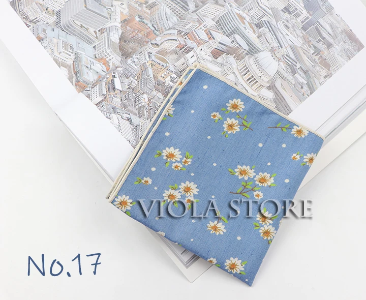 27cm New Floral Printed Big Handkerchief Cotton Men Hankie Wedding Banquet Party Pocket Square Flower Gift Accessory Quality