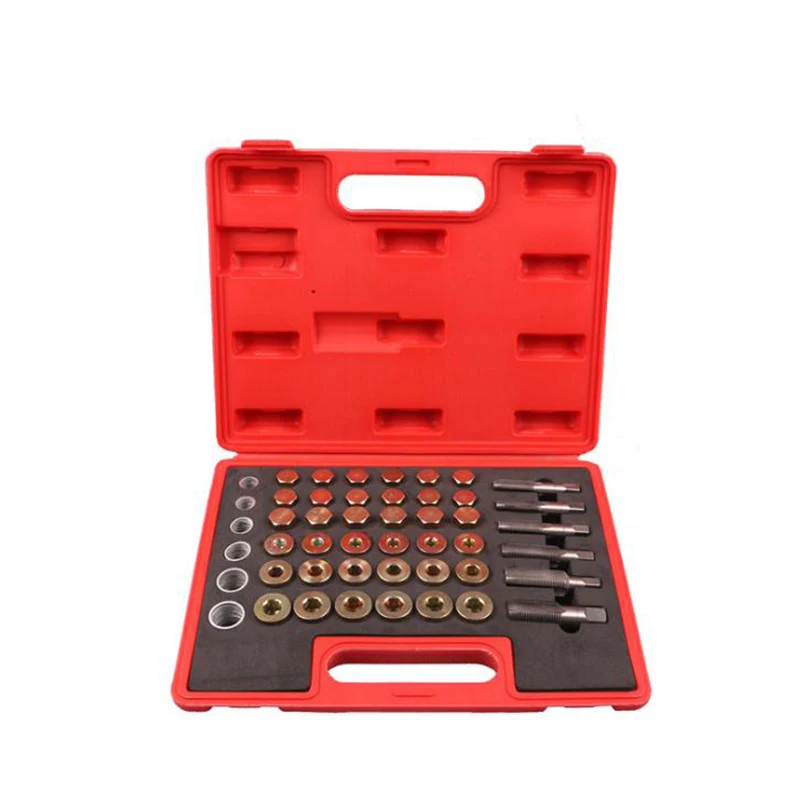 

114PCS Oil Pan Thread Repair Tool Set Sump Gearbox Drain Plug Key w/ Carry Case