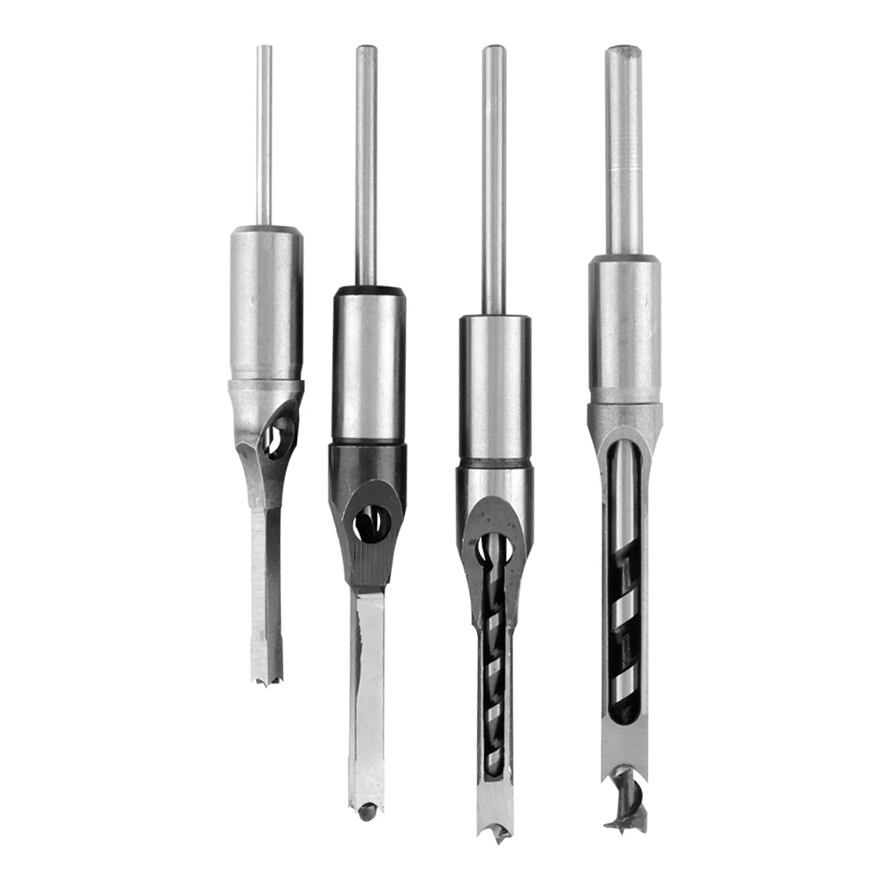 

4PCS DIY Hollow Square Hole Woodworking Tool Mortising Chisel Set 1/4 5/16 3/8 1/2 Inch Extended Drill Woodworking tools