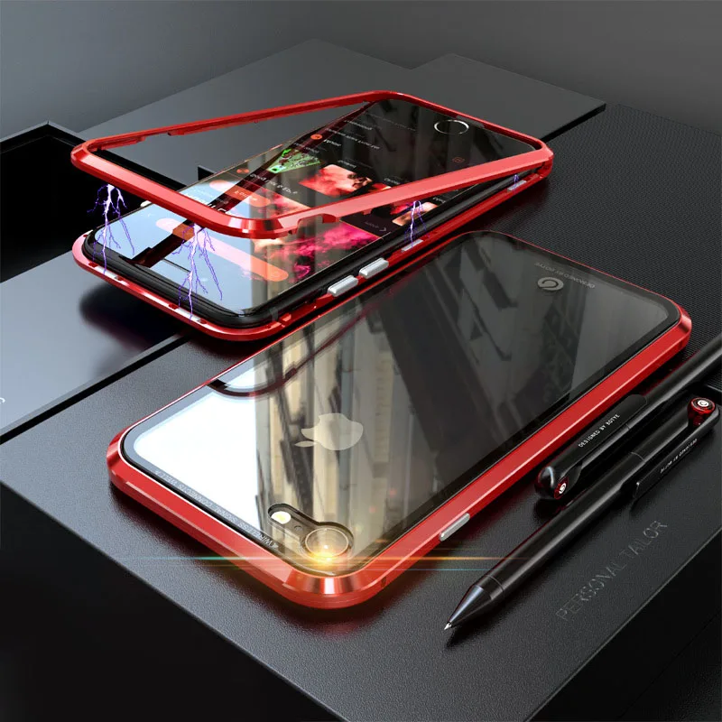 

Case For iPhone X 7 8 New Fashion Second Generation Magnetic Adsorption Tempered Glass For iPhone X 7 8 Plus Outer Case Cover