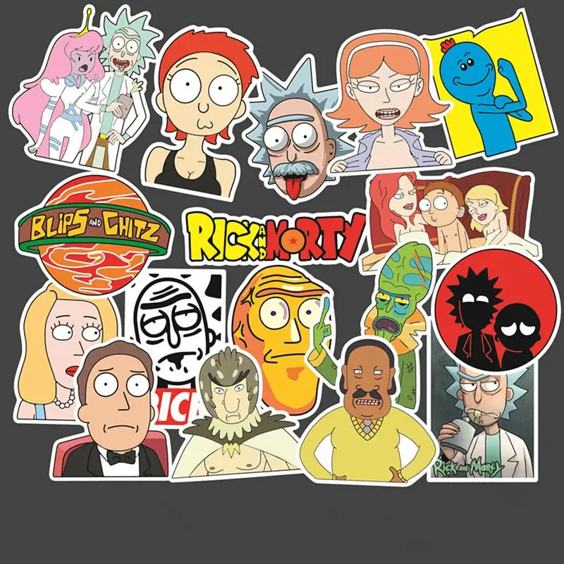 50 шт./лот Rick And Morty ПВХ водонепроницаемый мультфильм Adesivos наклейка для багажа Скейтборд телефон ноутбук мото велосипед стикер на стену s