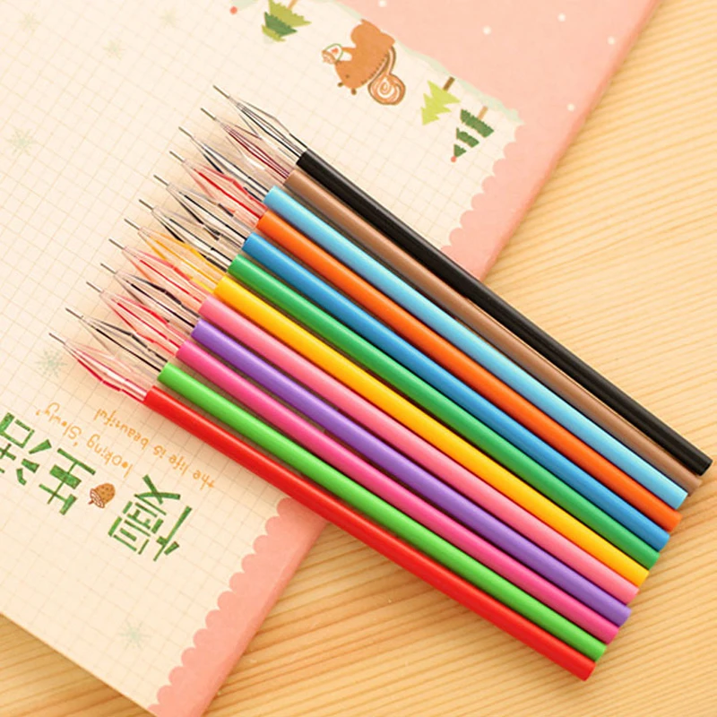 EZONE 12 шт./лот, милые яркие цветные гелевые ручки, набор для заправки, корейский креативный подарок, цветные 0,38 ручки для заправки, школьные офисные канцелярские принадлежности