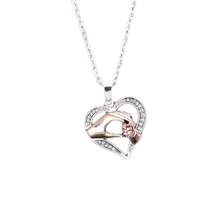 2018 new fashion family necklace hand in hand necklace heart shape necklace mother daughter son necklace