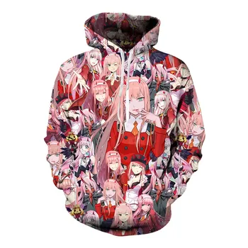

DARLING Anime Hoodie Cool Punk Streetwear Girl Killer Punk Pullover Women/mens Hoodies Zero Two Cosplay Tracksuit Tops