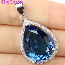 Elegant Pink Tourmaline, Violet Tanznaite, Aquamarine 925 Gold Silver Pendant 23x16mm