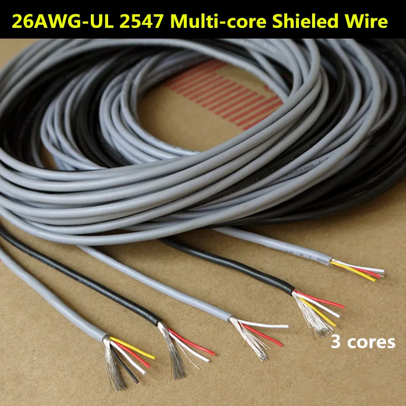 26AWG 3-жильный многожильный экранированный провод контролируемый кабель из