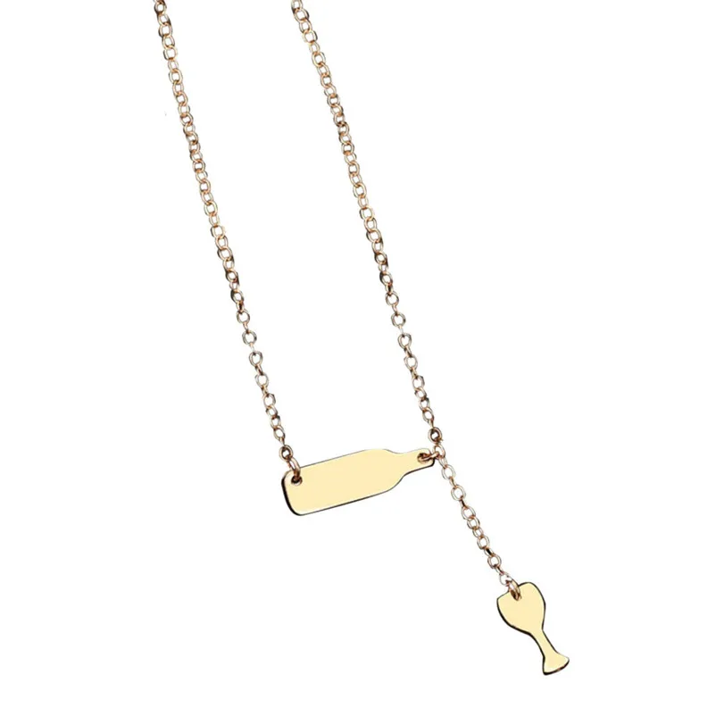 Necklace chain for women Wine Bottle Cup Long Pendant Necklace Statement Choker Chain collares mujer Collier ras de cou A15#N (3)
