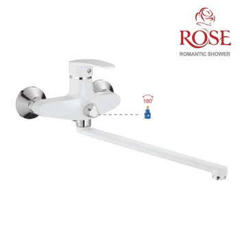 

ROSE Faucet for bathroom with long spout and shower watering can, set wall bathroom brass faucet and shower head,brass bath set,faucet in the bath for hot and cold water with shower head, S5022