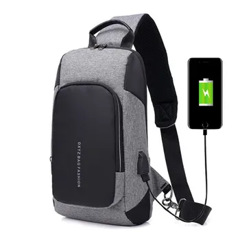 

Men's chest pack version multi-function USB charging nylon leisure travelbest Shoulder Bags stylish waterproof bag student