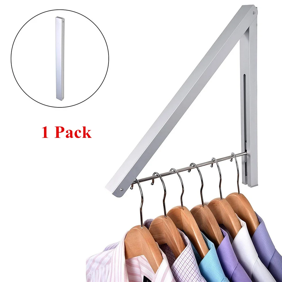Настенный выдвижной стеллаж для сушки одежды складной треугольный стеллаж для хранения одежды для прачечной Крытый открытый подвесной стержень - Цвет: 1 Pack