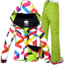 GSOU Женская лыжная куртка, брюки, костюм для сноуборда, ветрозащитная водонепроницаемая Спортивная одежда для улицы, одежда для катания на лыжах, сноуборде, теплый костюм