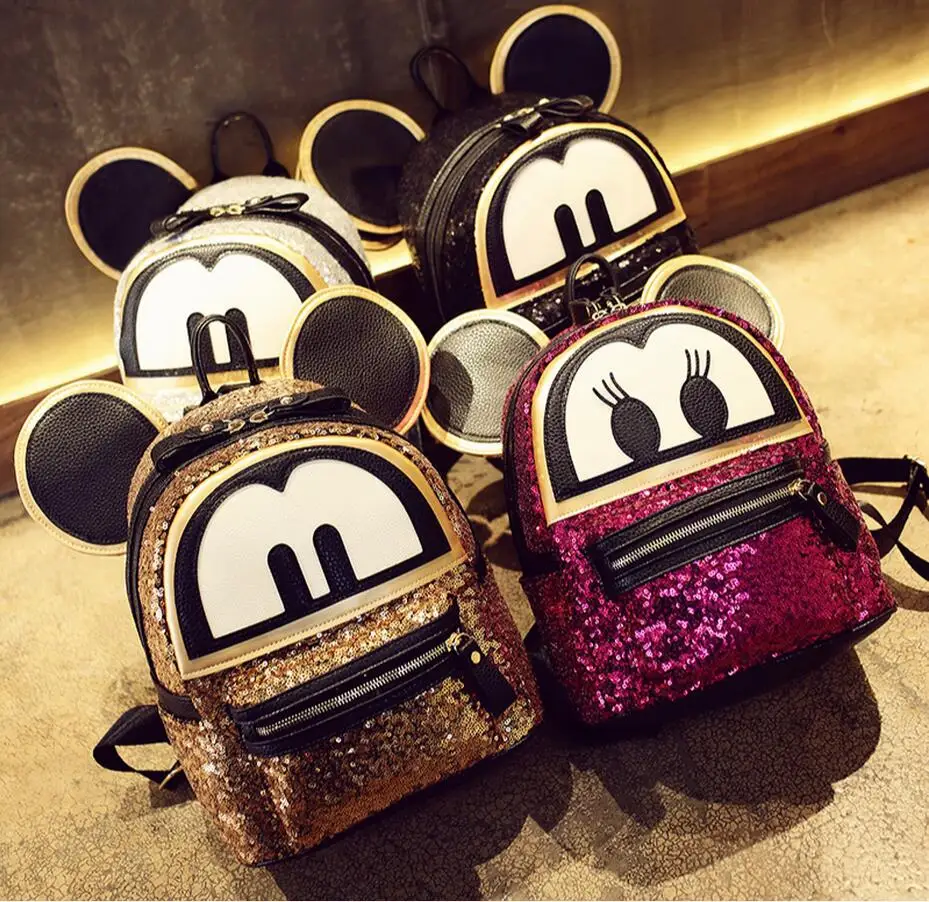 Super 3D Cat Ears sequins bags Backpack Mickey Mouse Backpack Bag Cute Cartoon Lovely Emoji mini