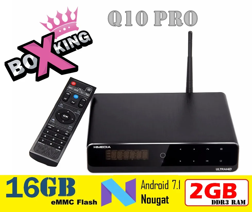 

HiMedia Q10 Pro HiSilicon HI3798CV200 Quad-Core Android 7.1 2GB Ram 16GB Rom Dual Wifi 2.4G/5G LAN 1000M BT 4.0 Set Top TV Box
