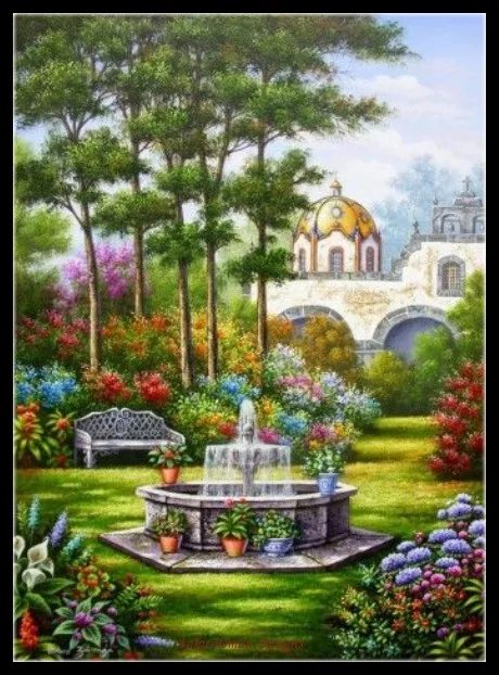 Счетный Набор для вышивки крестом Рукоделие-ремесла 14 ct Aida DMC цвет DIY Искусство сделанное вручную украшение для дома-фонтан сад