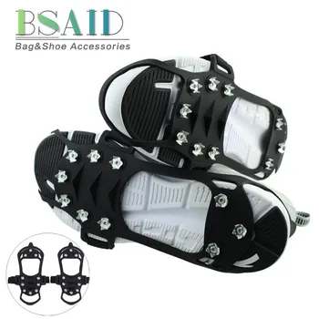 

BSAID Outdoor Snow Ice Gripper 10 Nails, Ice Crampons Strap Climbing Cleats Spikes Non Slip Boots Silicone Covers Shoes Grip
