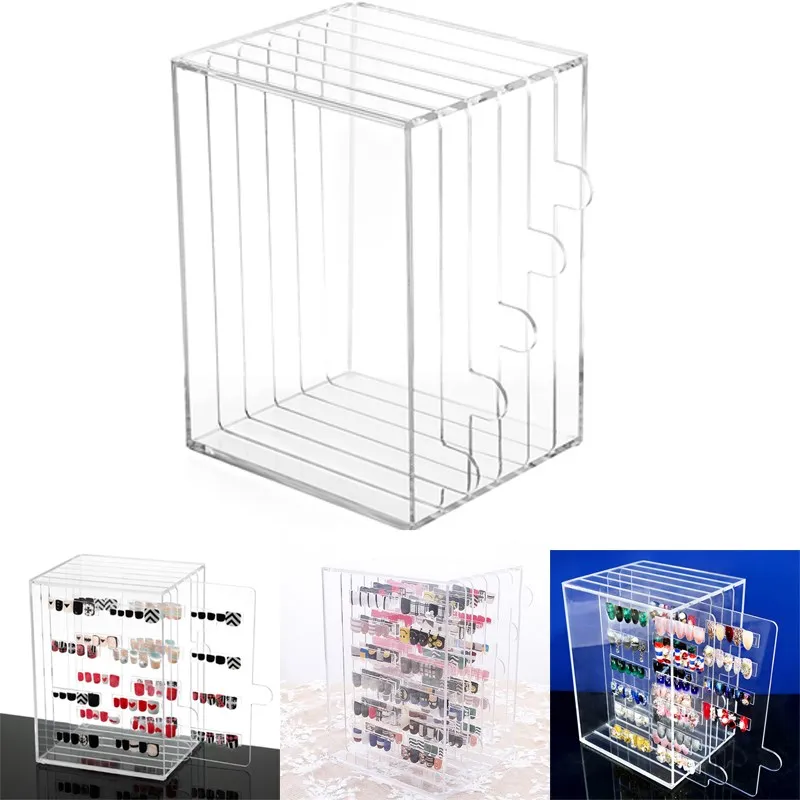 

5Grid Acrylic Nail Art Tips Display Stand Rack Dust-proof Show Panel Nail Color Board Desktop Storage Holder Salon Manicure Tool