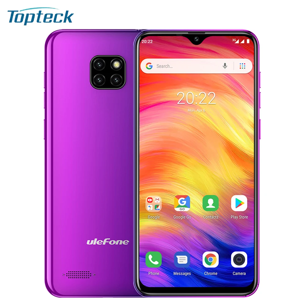 

Ulefone Note 7 6.1inch 19:9 16GB ROM Triple Rear Cameras Android 8.1 MT6580A 3500mAh Dual SIM Face Unlocked Smartphone