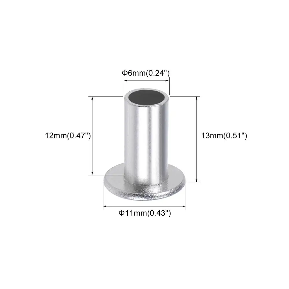 UXCELL 100 шт алюминиевые плоские головки полутрубчатые заклепки M2x12/M2.5x4/M2.5x10/M3x6/M3x9/M4x12/M4x20/M5x12/M6x12mm серебристые заклепки