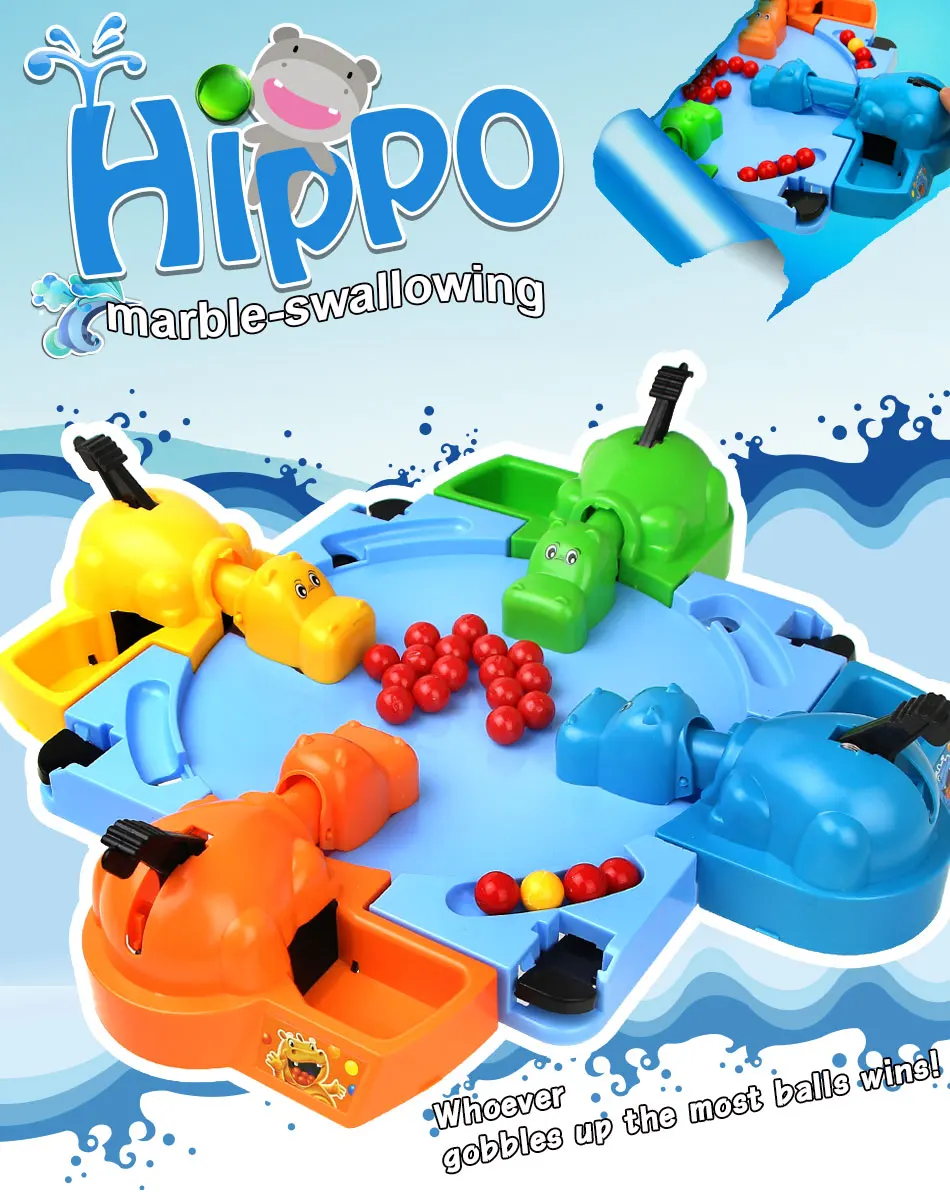 Alimentação de Hippo Mármore de Andar Interativo com Pai e Crianças Educativos para Crianças Fome Bola Alimentação Brinquedos 3 Brincadeiras e piadas
