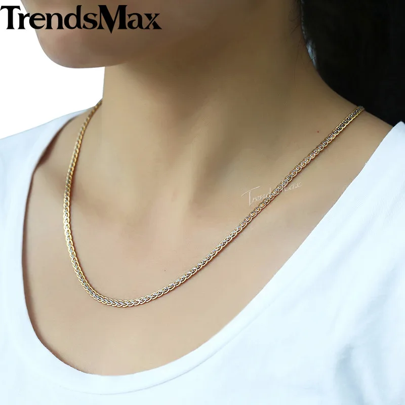 Ожерелье с цепочкой из звеньев пшеницы 3/4 мм 45 60 см|women necklace|necklace goldwomen necklace gold |