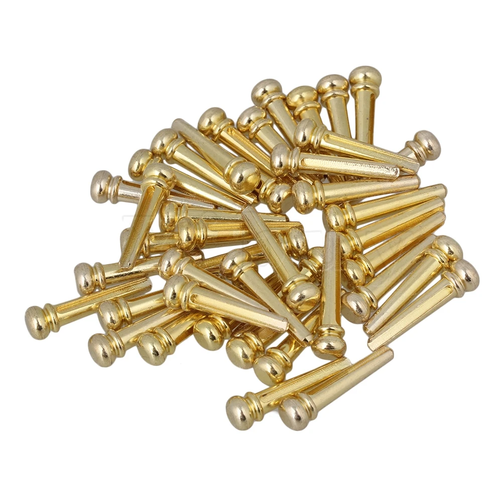 Yibuy 60pcs Golden Brass Slotted Bridge Pins End Pins Set for Acoustic