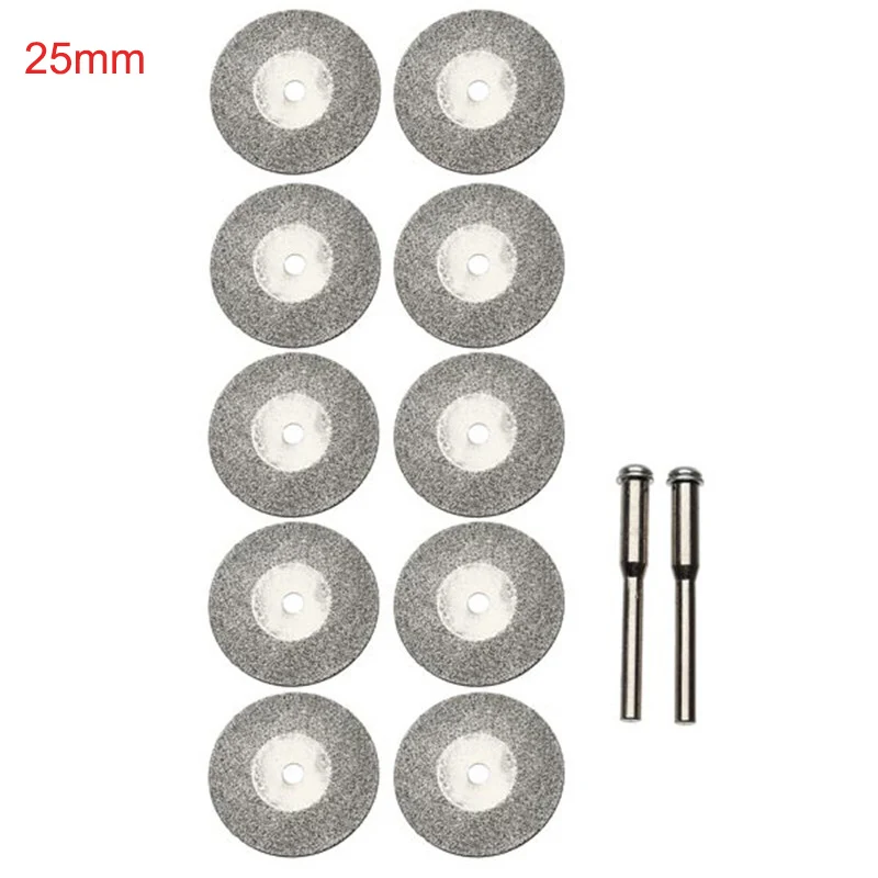 

10pcs 25mm Diamond Grinding Cutting Discs Rotary Blades Cutting Wheel Slice for Dremel Electric Grinder 2 Mandrels Hot