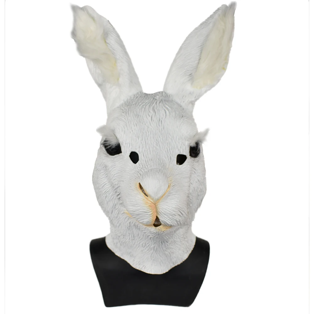 

Hare Animal Head Mask Realistic Rabbit Latex Rubber non-toxic for Halloween Party Mask WITHE