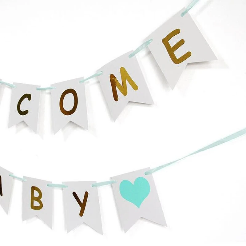 Leeiu Decoración de cumpleaños bienvenida bebé banderines banderas de papel rosa azul Baby Shower Banners es un banderines de fiesta para niño y niña garland