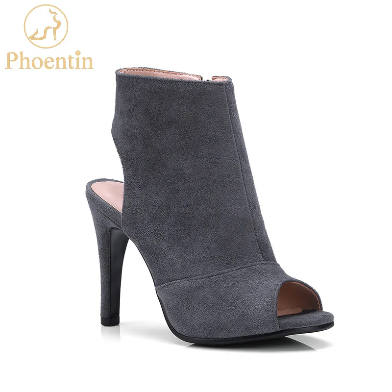 Kopen Peep toe zomer laarzen voor vrouwen 2018 open hak dunne hoge hakken schoenen vrouw laarzen zwart rome womens schoenen met rits PH003
